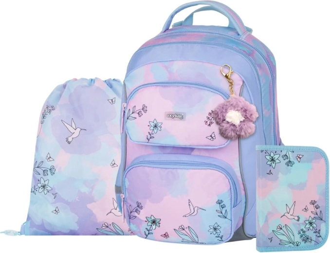 Set escolar de 3 piezas OXY Jumper Colibrí: mochila, estuche y bolsa