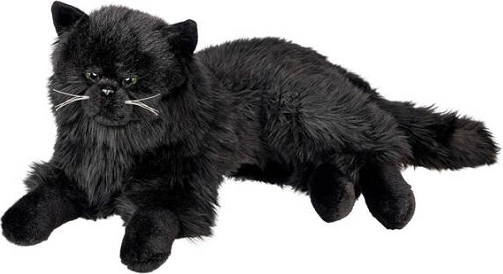 Figura decorativa de gato persa tumbado negra de 36 cm