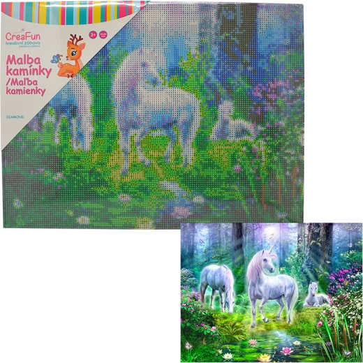 Pintura con diamantes Pegaso en el bosque mágico 30 × 40 cm