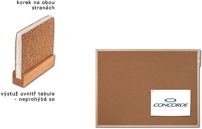 Tablero de corcho de doble cara 30 × 40 cm en marco de madera