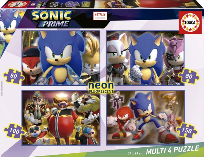 Puzle luminoso Sonic Prime 4 en 1 (50, 80, 100, 150 piezas)