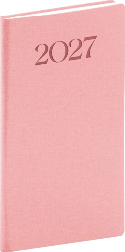 Agenda de bolsillo Notique Biella 2027 rosa 9 × 15,5 cm