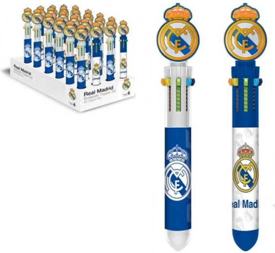 Bolígrafo REAL MADRID con 6 colores y topper 3D