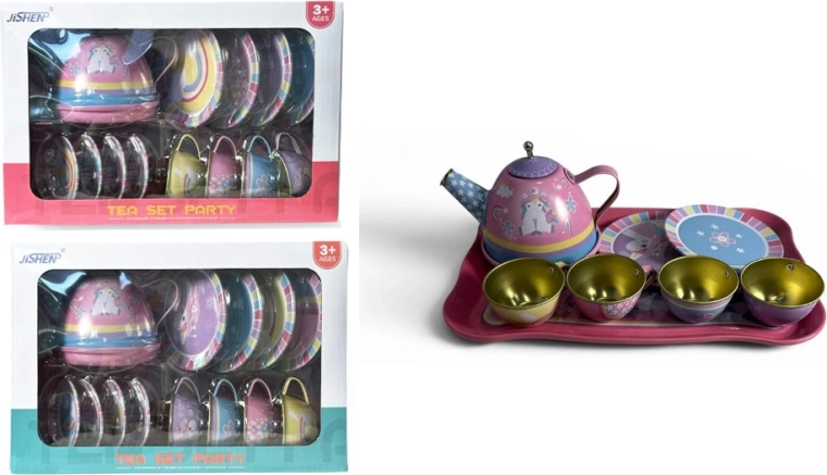 Colorido juego de té para niños con motivo de unicornio