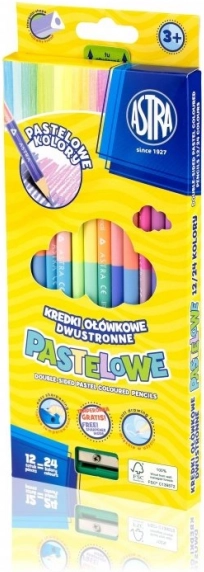 Lápices de colores triangulares de doble punta en tonos pastel 12 uds (24 colores) ASTRA