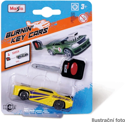Maisto Burnin’ Key Cars 3 – cochecito metálico con llave (assort)