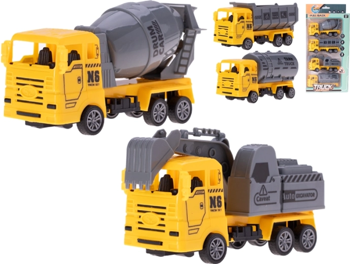 Set de vehículos de construcción con retroceso 13 cm, 4 uds.