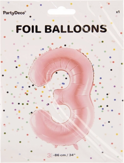 Globo de foil número 3 rosa 86 cm