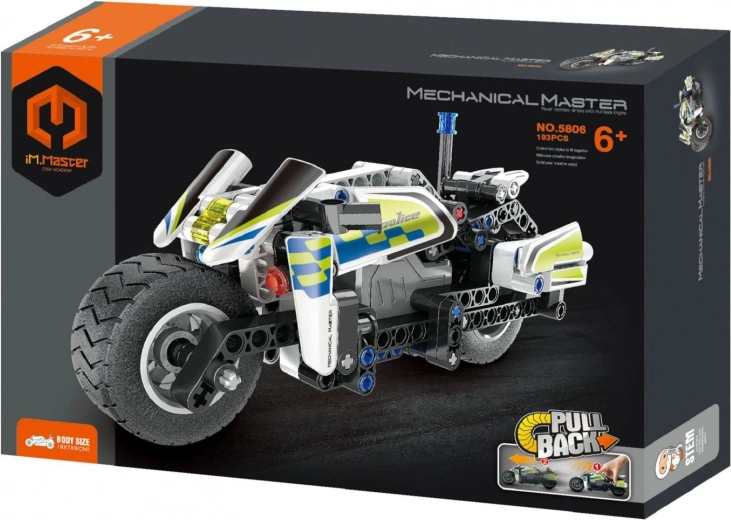 Juego de construcción iM.Master moto de policía con retrofricción (pull-back), 193 piezas