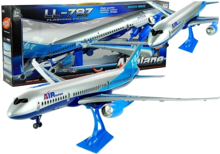 Modelo de avión azul con soporte de 69 cm AIR SUPER 787