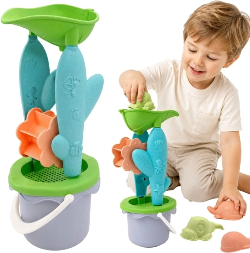 Woopie Green set ecológico para arena con cubo y molinillo, 4 piezas