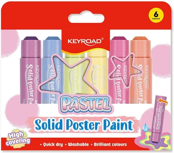 Pinturas témpera sólidas KEYROAD en tonos pastel - 6 uds.