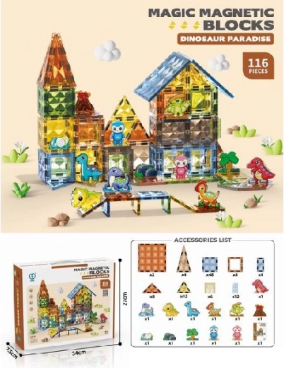 Juego de construcción magnético de dinosaurios