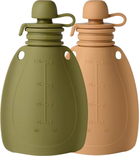 Mininor bolsitas de silicona rellenables para merienda 120 ml (2 uds) moss green/roe deer