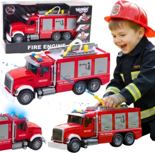 Camión de bomberos Woopie con pulverización de agua, luces y sonidos a escala 1:14