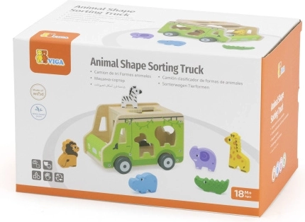 Encajable de madera en forma de coche con animales