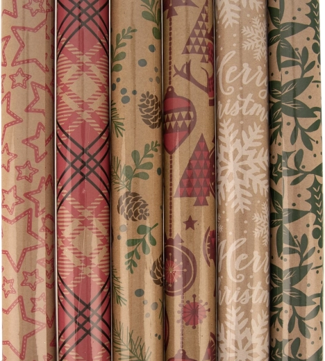 Papel de regalo navideño 70 × 200 cm – mix de 6 motivos