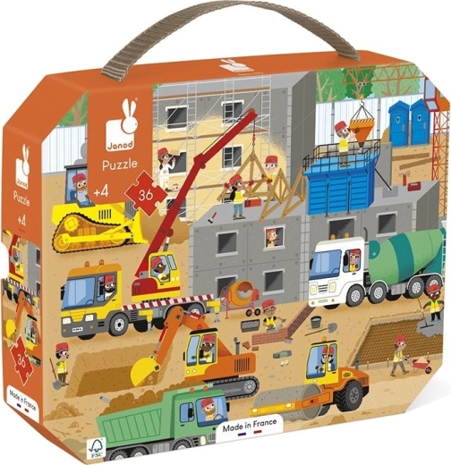Janod puzzle en maletín – obra, 36 piezas