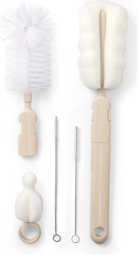 Babyono set de cepillos para biberones y tetinas con mango desmontable beige