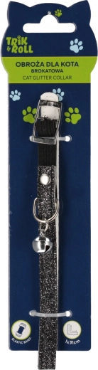 Collar negro brillante para gatos con cascabel