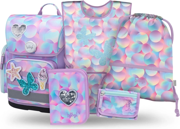 Set escolar Baagl 5 piezas Ergo Candy – cartera escolar, estuche, bolsa, delantal y monedero