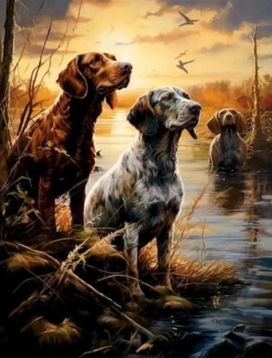 Pintura por números Perros en los pantanos 40 × 50 cm NORIMPEX