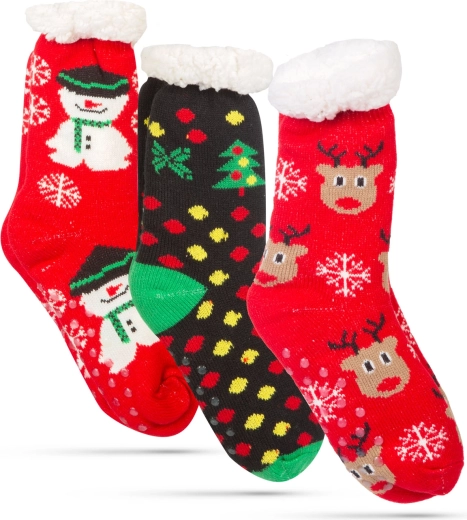 Calcetines térmicos navideños antideslizantes para adultos – 1 unidad