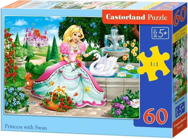 Puzle de 60 piezas - Princesa con cisne