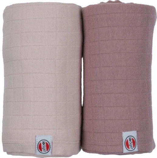 Lodger Swaddler Solid arrullo de algodón Powder/Rose 110 × 110 cm (2 uds)