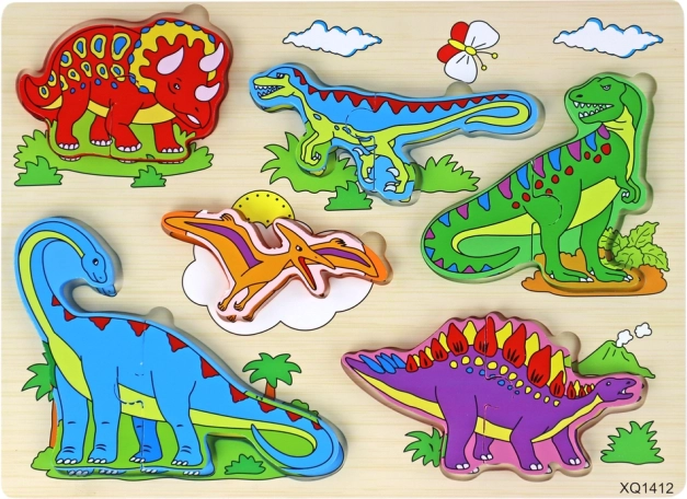 Puzzle 3D de madera Pro para niños Juego lógico Dinosaurios