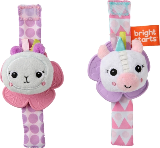Bright Starts sonajero y mordedor de muñeca 2 uds (unicornio y llama) desde el nacimiento