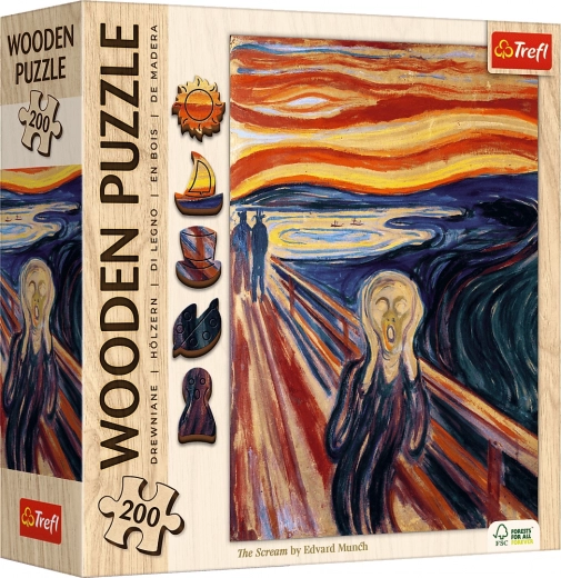 Puzle de madera de doble cara TREFL – EDVARD MUNCH: El grito, 200 piezas