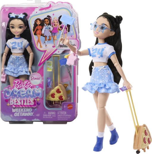 Barbie Dream Besties Renee – muñeca de moda con accesorios para una escapada de fin de semana