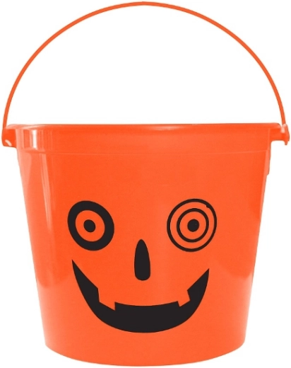 Cubo de Halloween para caramelos con calabaza loca, 14 × 11 cm