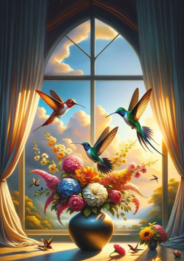 Puzzle Sinfonía de alas y flores 500 piezas
