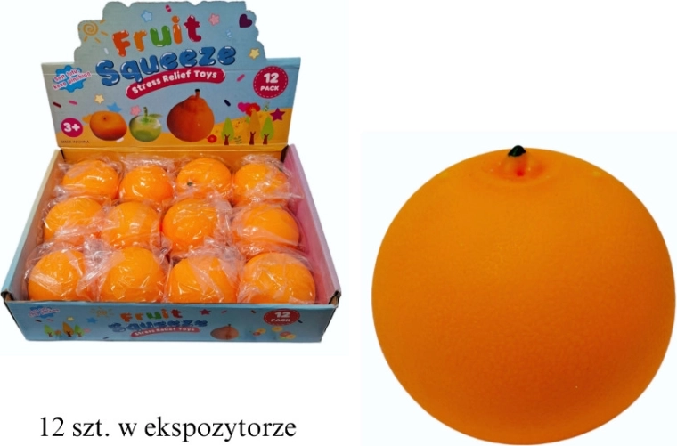 Pelota antiestrés para apretar con forma de naranja - 1 pieza