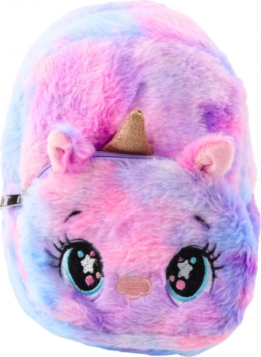 Mochila infantil de peluche Unicornio azul-rosa pastel 20 cm 3 L