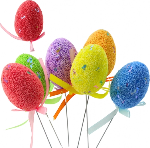 Huevos de Pascua para pinchar con lazo, set multicolor de 6 uds.