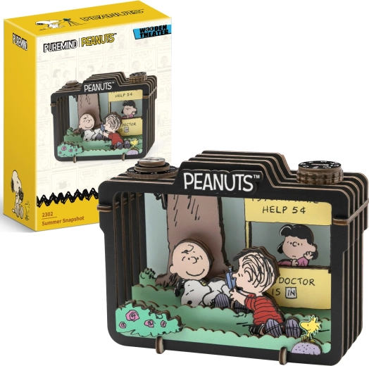 Puremind modelo 3D de madera PEANUTS Snoopy – escena veraniega Summer Snapshot