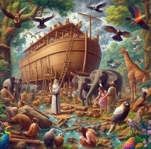 Pintura de diamantes – construcción del arca de Noé 30 × 40 cm
