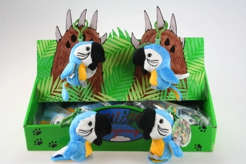 Llavero de peluche de loro azul 9 cm