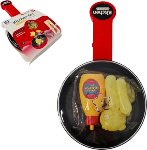 Juguete sartén de cocina que cambia de color con set de accesorios