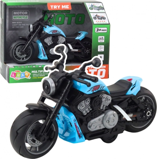 Motocicleta infantil azul con luces LED y sonidos