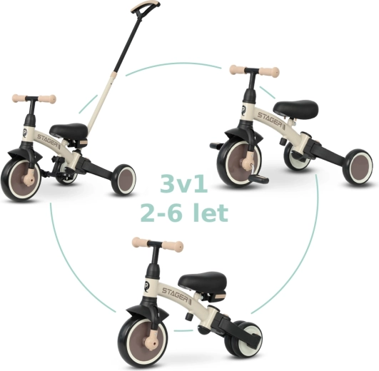 Triciclo Qplay Stager 3 en 1 marrón