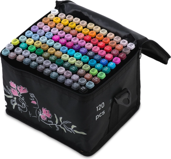 120 colores intensos en un estuche portátil