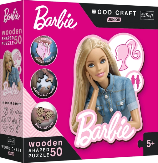 Puzzle de madera de Barbie para niños, 50 piezas