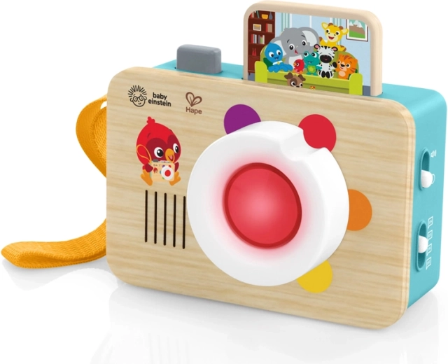 Cámara de fotos interactiva de madera para niños BABY EINSTEIN x HAPE, luces y sonidos, 6m+