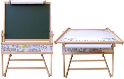 Pizarra de madera de doble cara con mesita 2 en 1 para niños