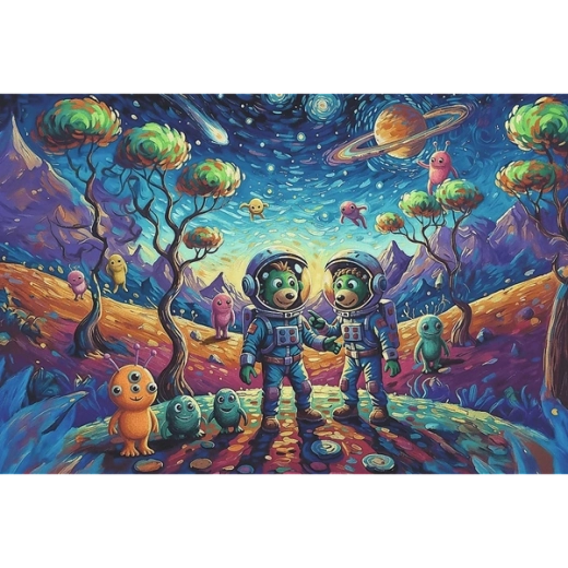 Motivo espacial lleno de fantasía