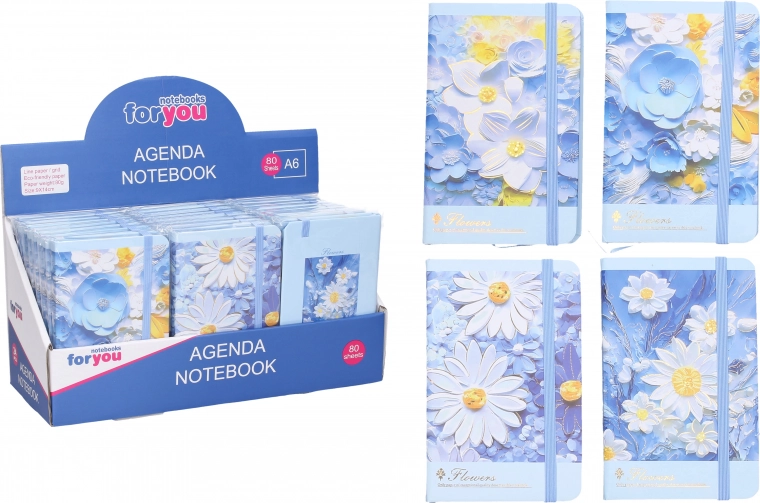 Bloc de notas rayado 9 × 14 cm mezcla de flores